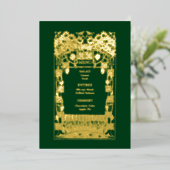 Invitation En Aluminium Menu de mariage Art Nouveau vintage (Debout devant)