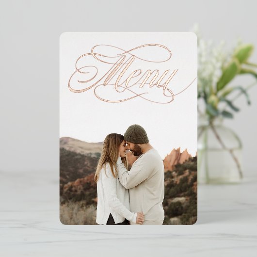 Invitation En Aluminium Menu d'invitation en véritable feuille métallique  (Debout devant)