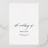 Invitation En Aluminium Menu Mariage de calligraphie noir moderne (Verso)