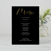 Invitation En Aluminium Menu Mariage de script de calligraphie noire délic (Debout devant)