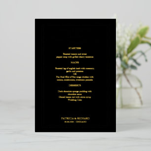 Invitation En Aluminium Menu mariage Élégante calligraphie Real Foil Card