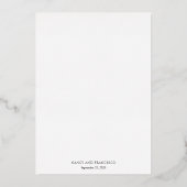 Invitation En Aluminium Menu Mariage moderne Nancy (Verso)