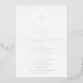 Invitation En Aluminium Menu Mariage Monogramme Floral Orné (Recto)