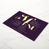Invitation En Aluminium Menu Mariage Vintage Gold Plum (Rotation)