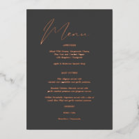 Menu Moderne Chic Foil Grey