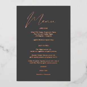 Invitation En Aluminium Menu Moderne Chic Foil Grey
