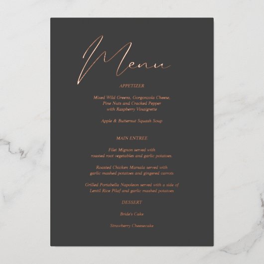 Invitation En Aluminium Menu Moderne Chic Foil Grey (Recto)