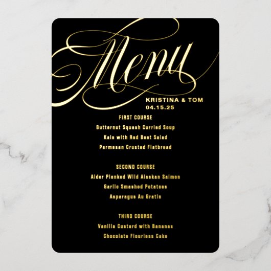 Invitation En Aluminium Menu si chic réel (Recto)