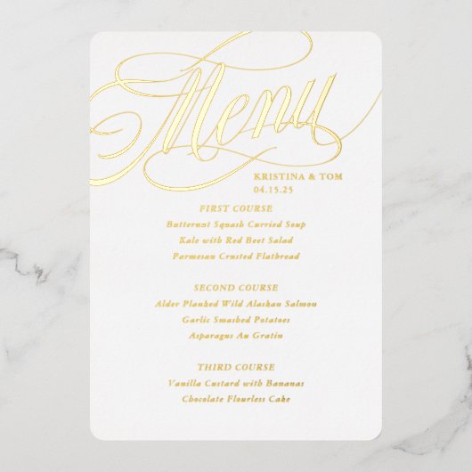 Invitation En Aluminium Menu si chic réel (Recto)