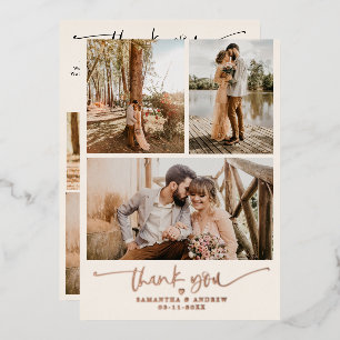 Invitation En Aluminium Merci blush script coeur 6 photos mariage