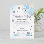 Invitation En Aluminium Merci de Baby shower d'hiver Boho Silver Snowflake (Debout devant)