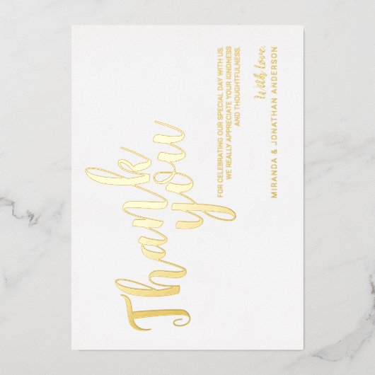 Invitation En Aluminium Merci de mariage élégant (Recto)