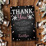 Invitation En Aluminium Merci de Noël de la fille rose Baby shower d'hiver<br><div class="desc">Célébrez dans le style avec ces invitations sucrées et très tendance à la mousse pressée bébé invitation à la douche. Ce design est facile à personnaliser avec votre libellé d'événement spécial et vos invités seront ravis quand ils reçoivent ces invitations fabuleux.</div>