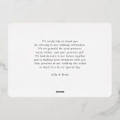 Invitation En Aluminium "Merci" Gold Foil, Minimal, Luxe, Mariage, (Verso)