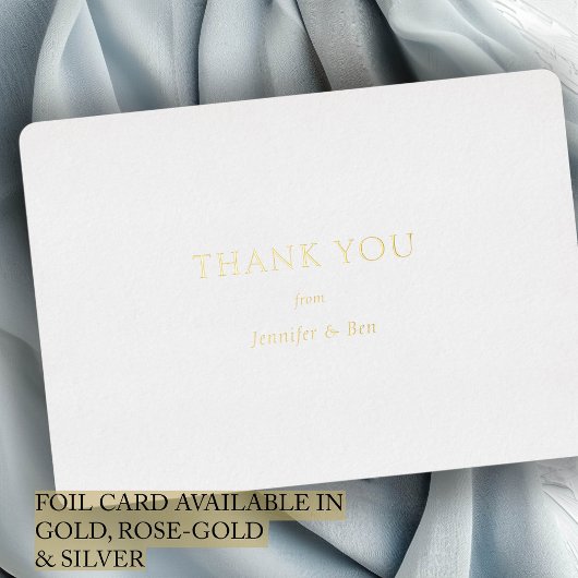 Invitation En Aluminium "Merci" Gold Foil, Minimal, Luxe, Mariage,