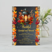 Invitation En Aluminium Merci Grateful and Blesseful Thanksgiving Dîner (Debout devant)