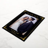 Invitation En Aluminium Merci Mariage Art déco Real Gold Foil (Rotation)