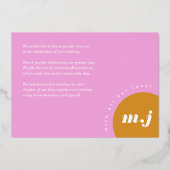 Invitation En Aluminium Merci Mariage d'arche rose jaune moderne (Verso)