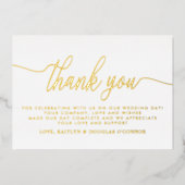 Invitation En Aluminium Merci Mariage de script simple réel (Recto)