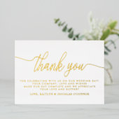 Invitation En Aluminium Merci Mariage de script simple réel (Debout devant)