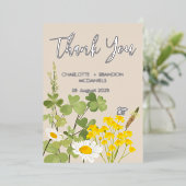 Invitation En Aluminium Merci Mariage fleur sauvage (Debout devant)