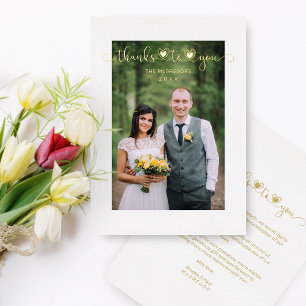 Invitation En Aluminium Merci Mariage Golden Heart Whimsical Script