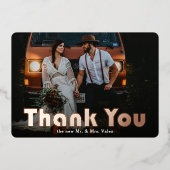 Invitation En Aluminium Merci Mariage Photo Real Foil titre (Recto)