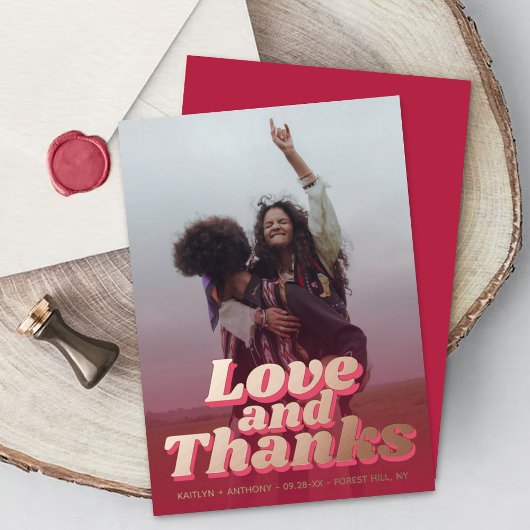 Invitation En Aluminium Merci Mariage Viva Magenta Super des années 70