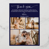 Invitation En Aluminium Merci navy script coeur 6 photos mariage (Verso)