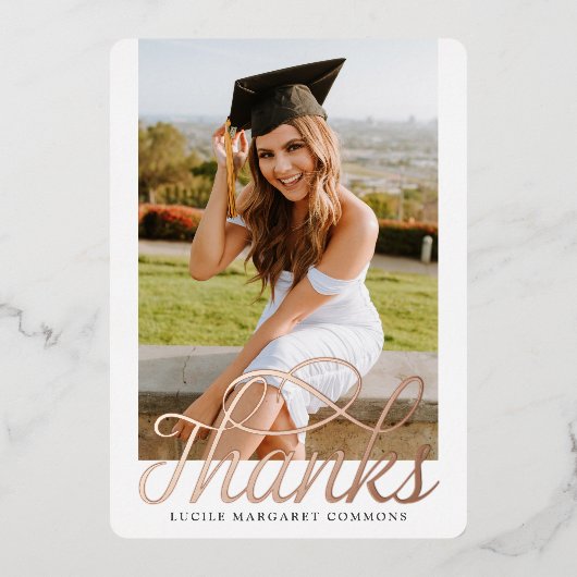 Invitation En Aluminium Merci photo de diplôme (Recto)