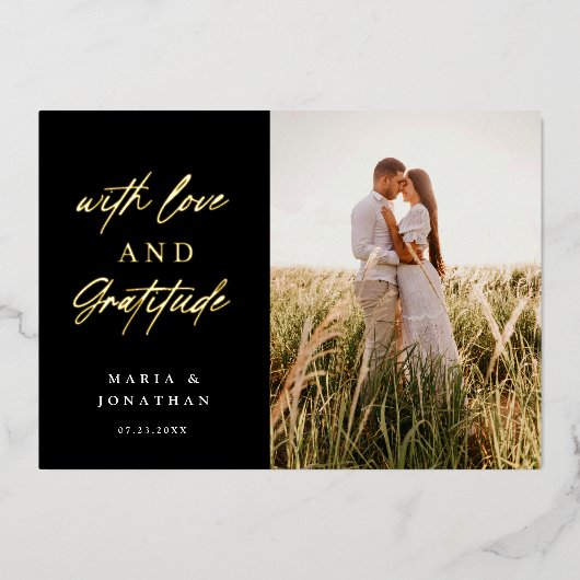 Invitation En Aluminium Merci photo Love & Gratitude Mariage (Recto)