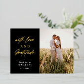 Invitation En Aluminium Merci photo Love & Gratitude Mariage (Debout devant)