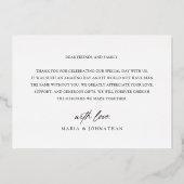 Invitation En Aluminium Merci photo Love & Gratitude Mariage (Verso)