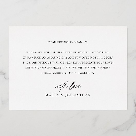 Invitation En Aluminium Merci photo Love & Gratitude Mariage (Verso)