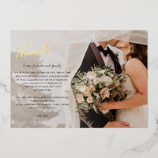 Invitation En Aluminium Merci photo manuscrit élégant Script (Recto)