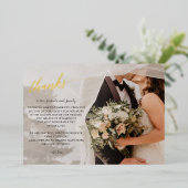 Invitation En Aluminium Merci photo manuscrit élégant Script (Debout devant)