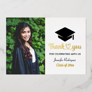 Invitation En Aluminium Merci photo personnalisé Graduation Cap Grad