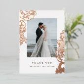 Invitation En Aluminium Merci rose de la fleur d'or (Debout devant)