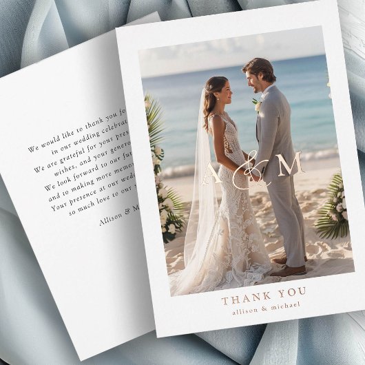 Invitation En Aluminium "Merci" Rose-or-huile, minimal, luxe,