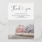 Invitation En Aluminium merci script coeur 4 photos naissance bébé (Verso)