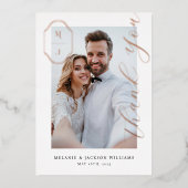 Invitation En Aluminium Merci Script personnalisé Monogramme Mariage photo (Recto)