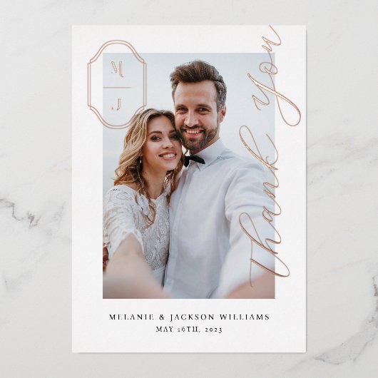 Invitation En Aluminium Merci Script personnalisé Monogramme Mariage photo (Recto)