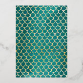 Invitation En Aluminium Mermaid Tail Under the Sea Aqua & Gold Birthday (Verso)