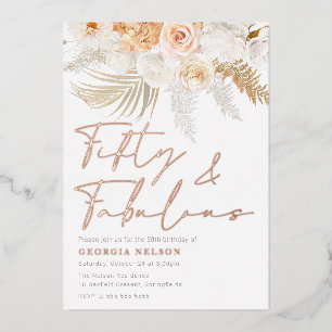 Invitation En Aluminium Merveilleux Blush Cinquante et fabuleux 50e annive