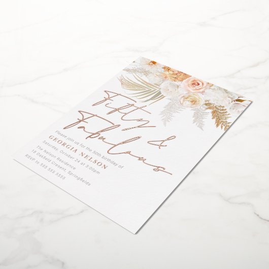 Invitation En Aluminium Merveilleux Blush Cinquante et fabuleux 50e annive (Rotation)