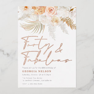 Invitation En Aluminium Merveilleux Blush Forty & Fabuleux 40e anniversair