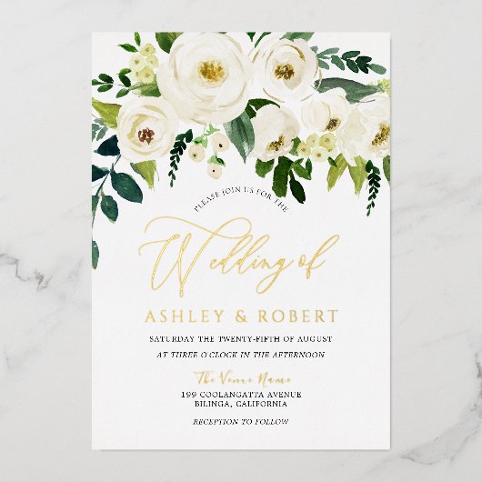 Invitation En Aluminium Merveilleux Mariage : Fleurs en fleurs blanches do (Recto)