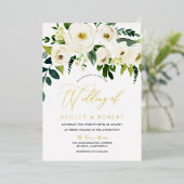 Invitation En Aluminium Merveilleux Mariage : Fleurs en fleurs blanches do (Debout devant)