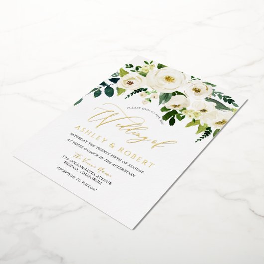 Invitation En Aluminium Merveilleux Mariage : Fleurs en fleurs blanches do (Rotation)