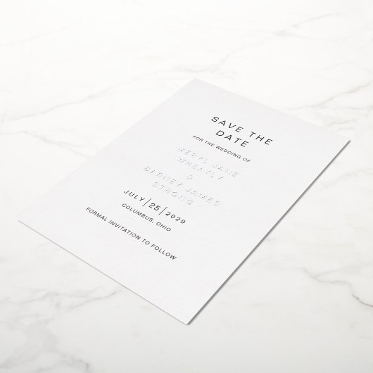 Invitation En Aluminium Meryl Elegant Mariage moderne Enregistrer la date (Rotation)